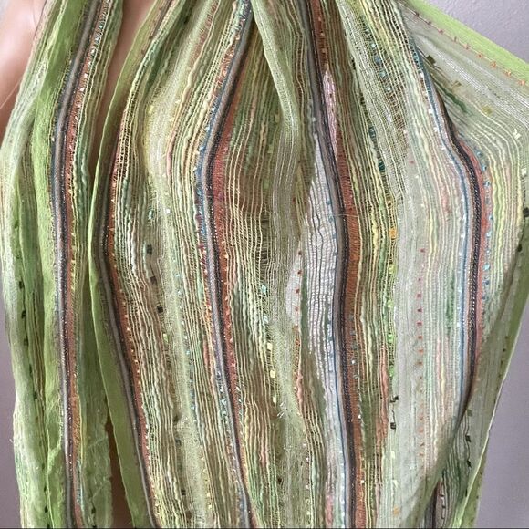 2 Chic Sparkly Scarf Green Pink Orange Blue Purple White With Fringe - Picture 4 of 10